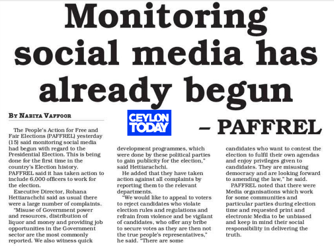 Monitoring social media has already begun - PAFFREL